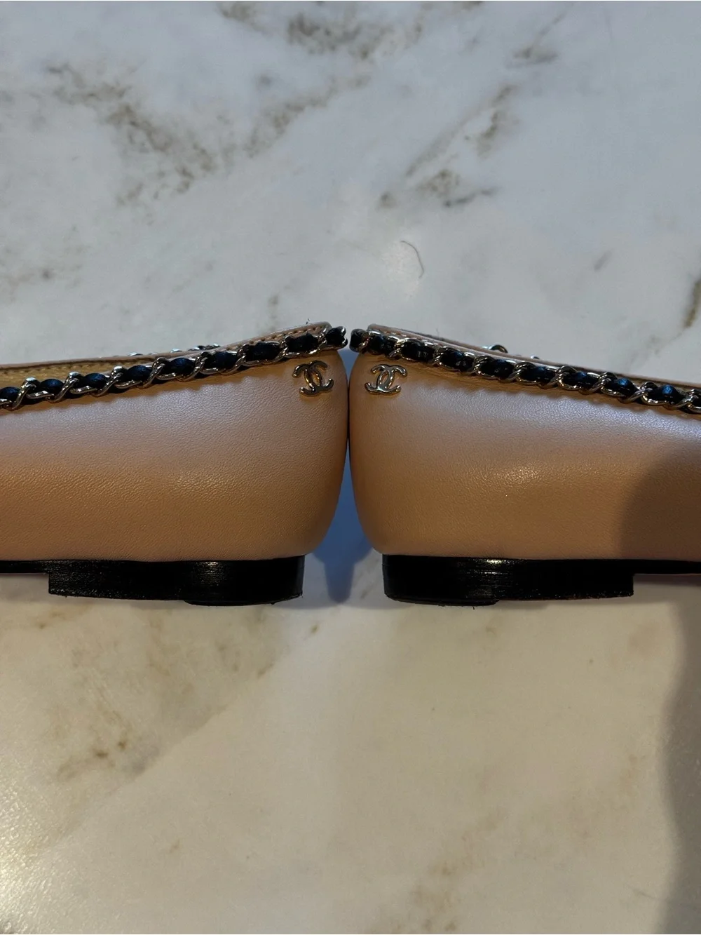 Chanel 2020 Chain Trim CC Logo Ballet Flats
